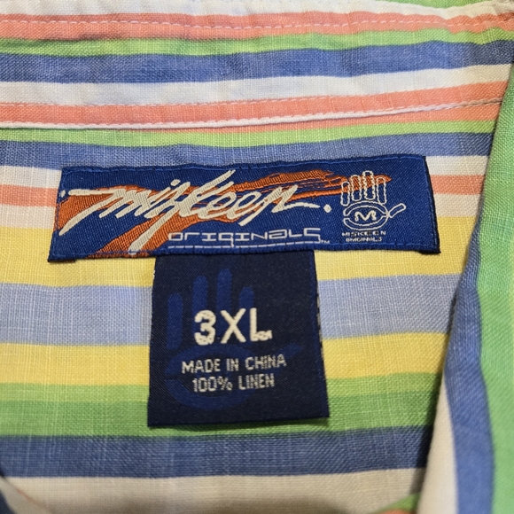 Miskeen Originals Mens 3XL 100% Linen Shirt NWT Short Sleeve Button Up Colorful - Picture 7 of 10